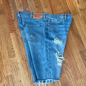 Mens Levi cutoff grayer distressed shorts Sz 38 can be cut to size